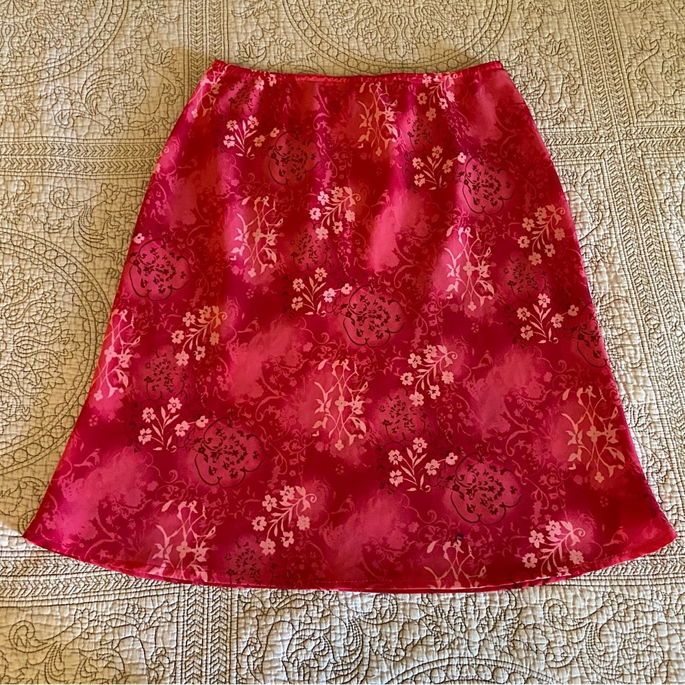 Vintage pink floral midi skirt